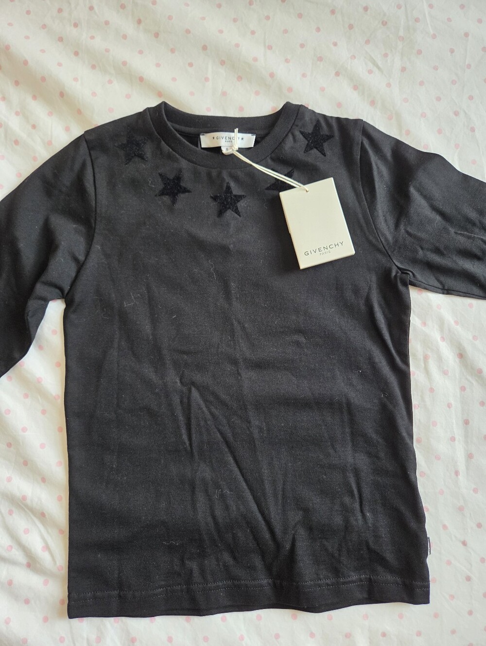Givenchy Black Short Sleeve Tee with Star Accents Kids Size 6